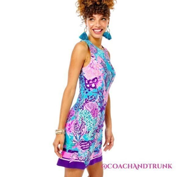 LILLY PULITZER Mila Shift Dress Turquoise Oasis Snuba Dubba Print - Picture 5 of 10